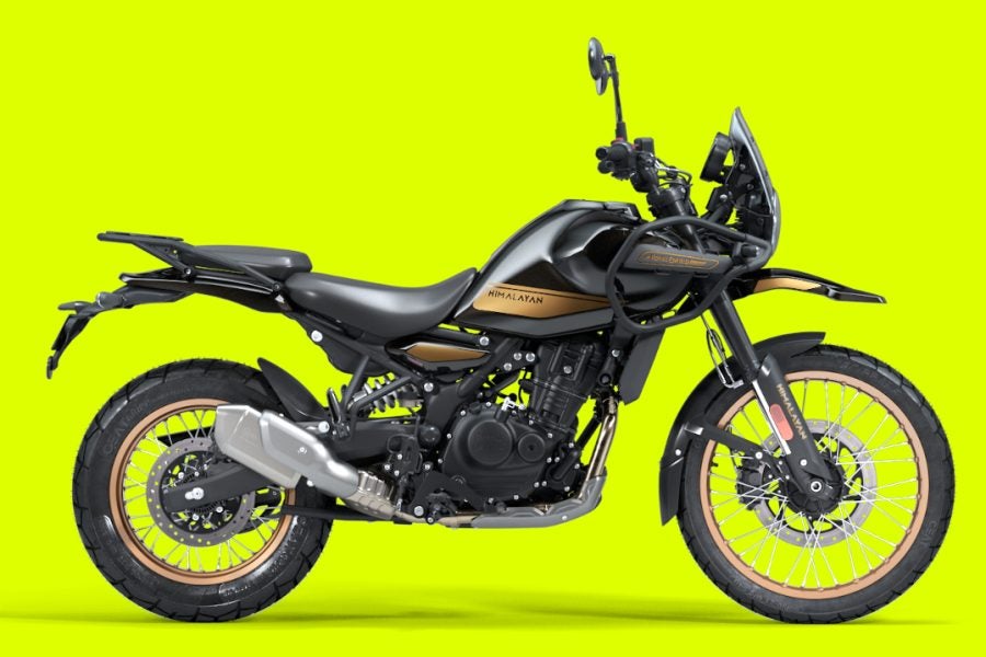 This is the Royal Enfield Summit variant in Hanle Black paint. This is the top-tier model in RE's new 450 lineup, commanding high pricing for such extras as tubeless wheels. Photo: Royal Enfield