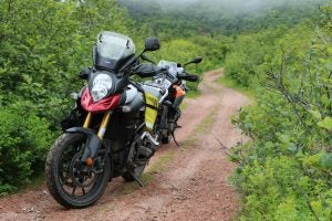 A set of Aerostich tank panniers in business on the road. Photo: Zac Kurylyk