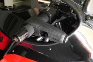 The Grip Lock on my Turbo. It may be a tight fit with other faired bikes, too. Photo: The Bear
