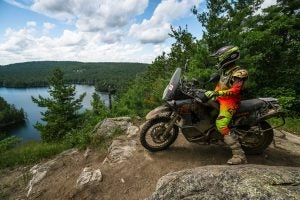 After spending time in Quebec and British Columbia, the KTM Adventure Rally Canada ran in Ontario this year, in the woods and hills around Calabogie. Photo: Steve Shannon