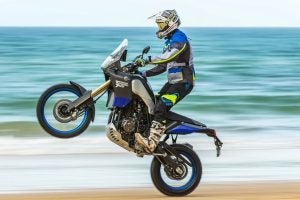 Clutch-up wheelies will be a thing of the past if the Tenere 700 gets an auto-shifting gearbox. It seems very likely that bikes with the CP2 twin-cylinder engine will be among the first machines with the Y-AMT gearbox. Photo: Yamaha